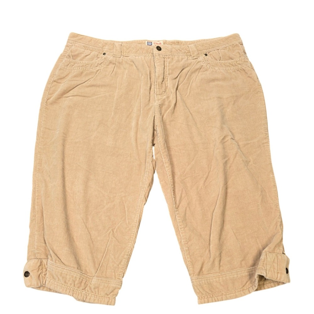 Faded Glory Corduroy Stretch Pants Women's Size 18 Tan Sandy Washed Mid‎ Rise